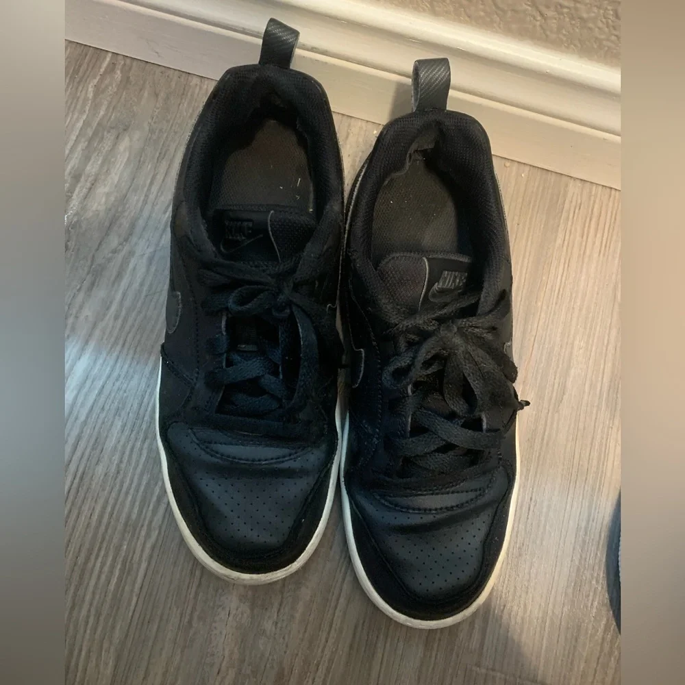 Nike Air Force Sneakers Shoes Leather Black Grey Size 6